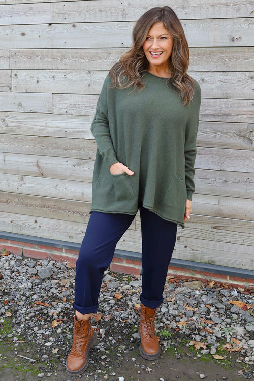 Ferne Pocket Knitted Jumper Khaki - Image 2