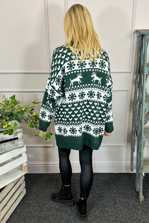 Dasher Festive Knitted Jumper Bottle Green - Image 4