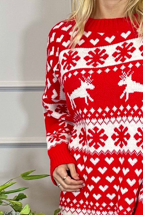 Dasher Festive Knitted Jumper Red - Image 3