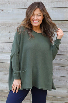 Ferne Pocket Knitted Jumper Khaki