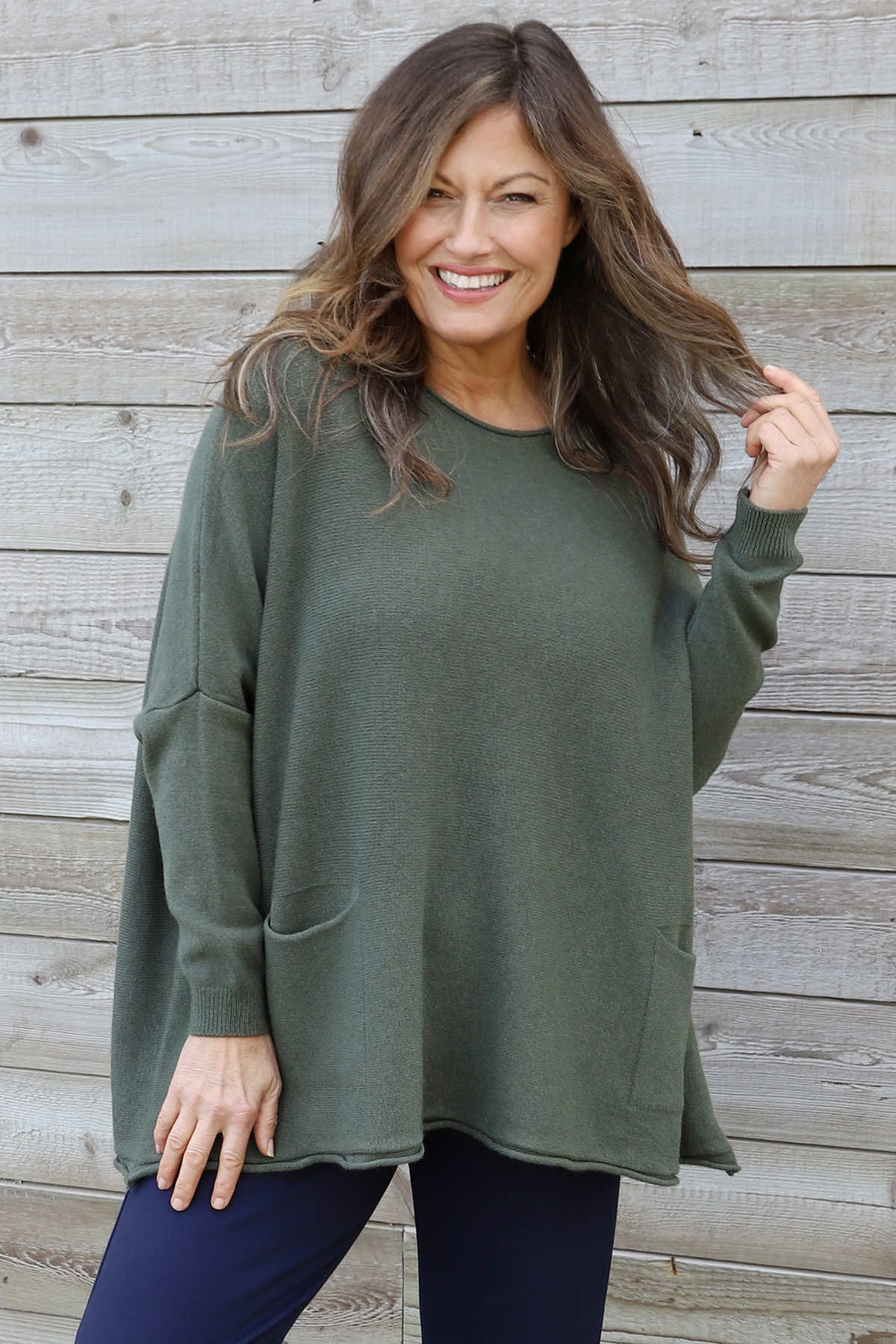 Ferne Pocket Knitted Jumper Khaki