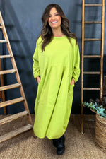 Nyala Cotton Dress Lime Lime - Nyala Cotton Dress Lime