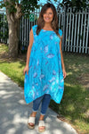 Carrie Sleeveless Print Cotton Dress Kingfisher