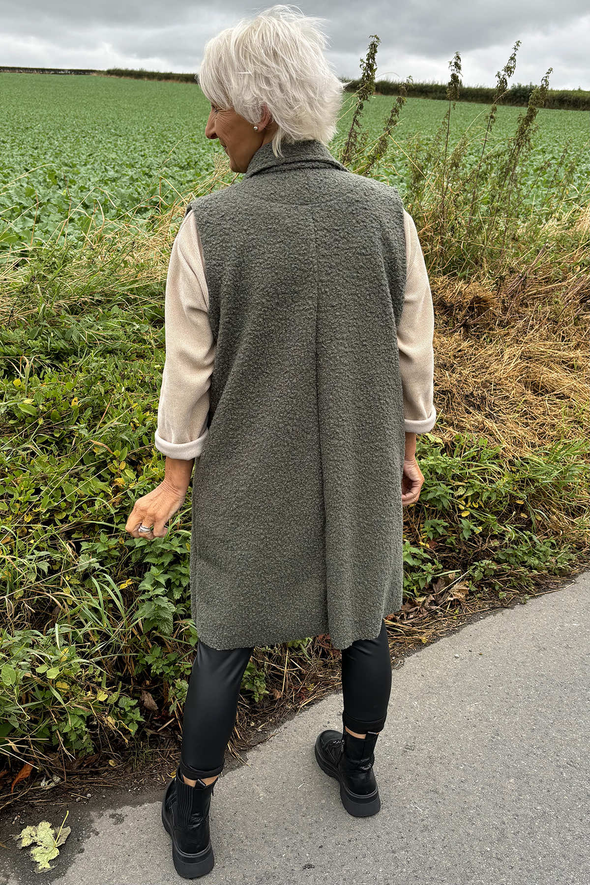 Nori Boucle Gilet Khaki