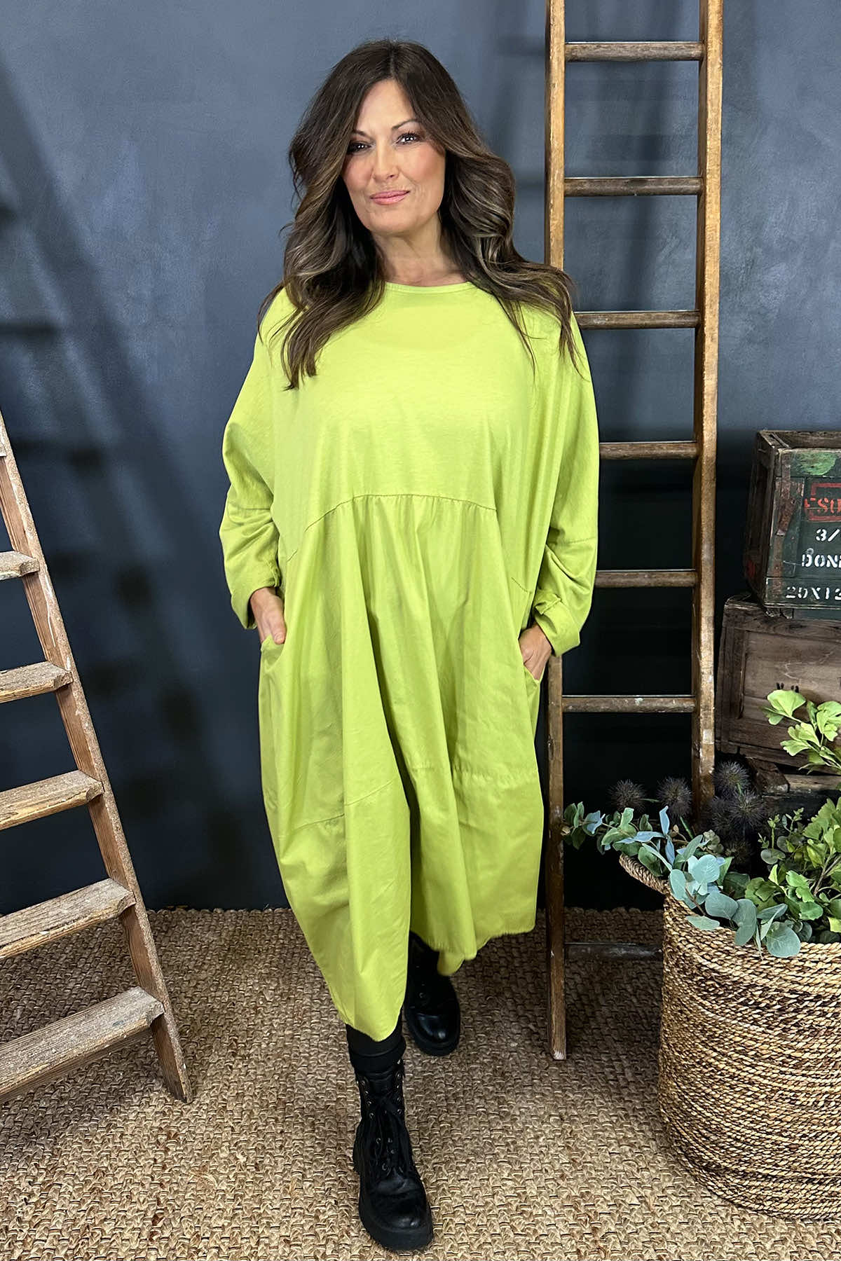 Nyala Cotton Dress Lime