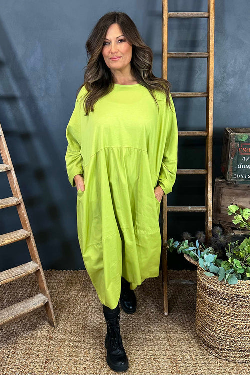 Nyala Cotton Dress Lime - Image 2