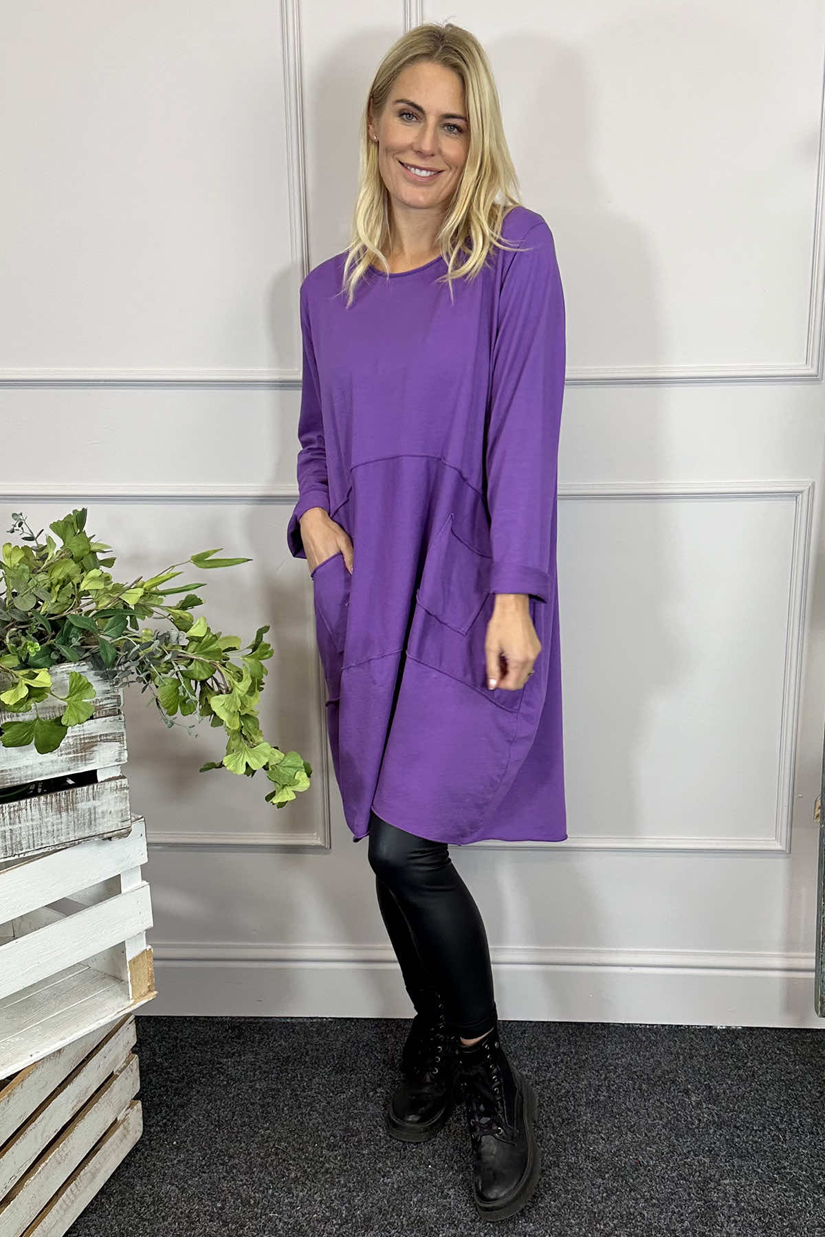 Rizo Snood Cotton Dress Purple