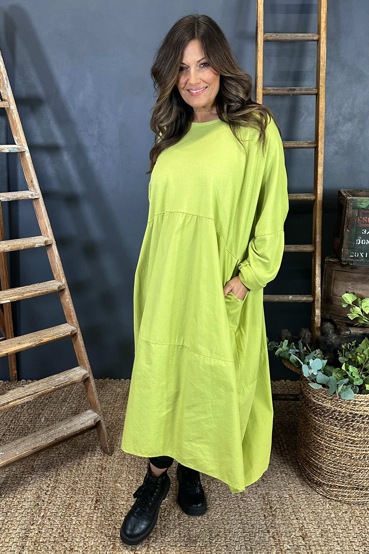 Nyala Cotton Dress Lime