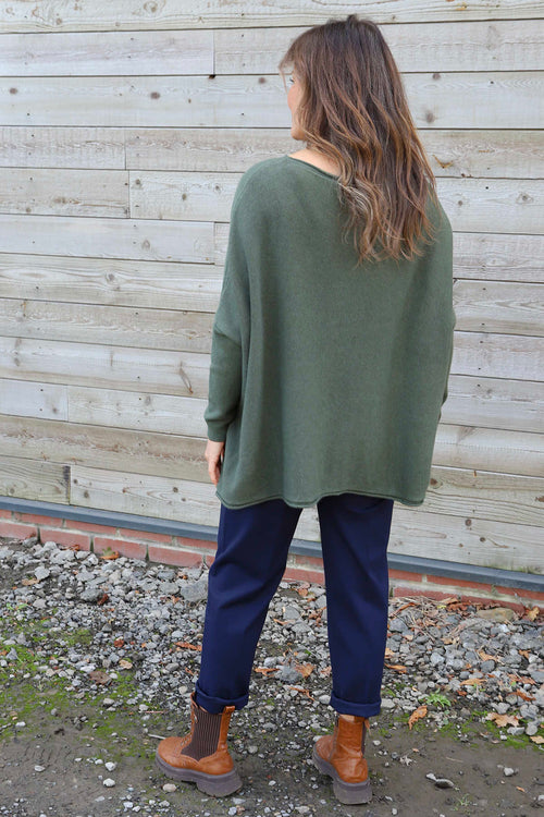 Ferne Pocket Knitted Jumper Khaki - Image 4