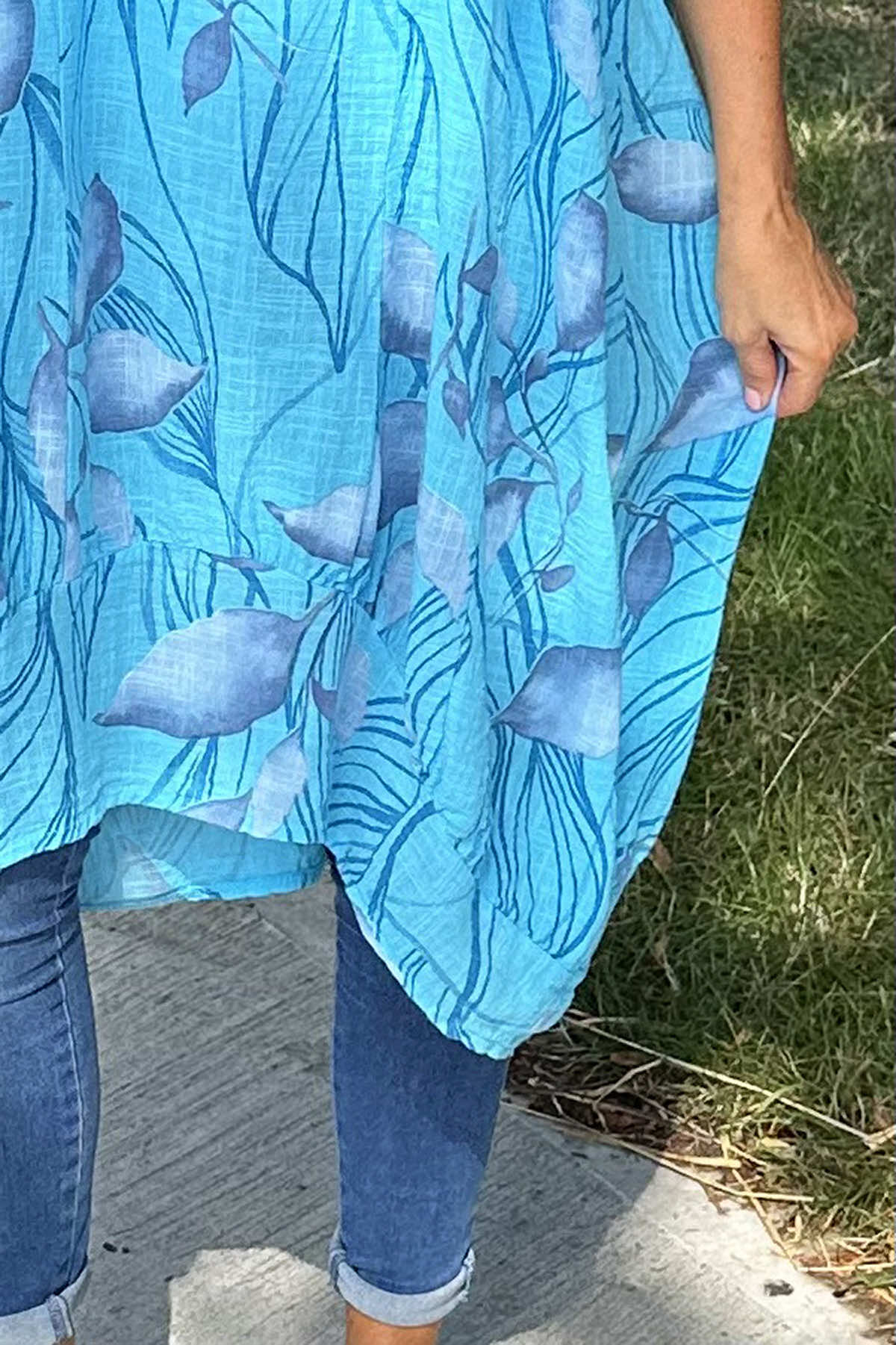 Carrie Sleeveless Print Cotton Dress Kingfisher