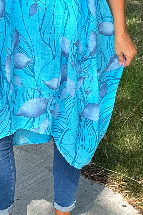 Carrie Sleeveless Print Cotton Dress Kingfisher - Image 3