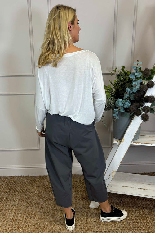 Rosie Two Pocket Cotton Trousers Charcoal - Image 5