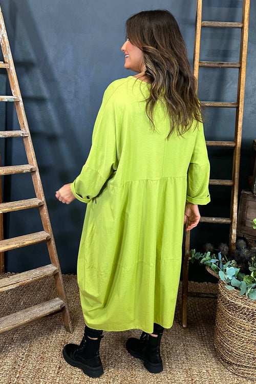 Nyala Cotton Dress Lime - Image 4