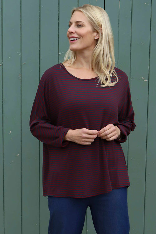 Frances Stripe Sweat Top Charcoal - Image 2