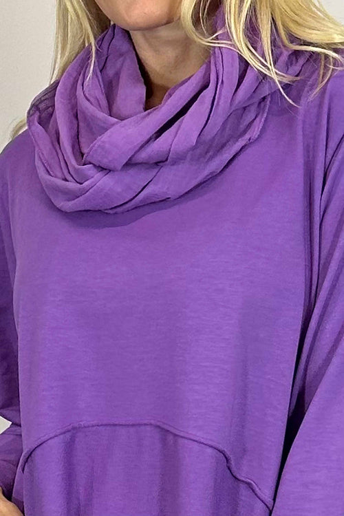 Rizo Snood Cotton Dress Purple - Image 4