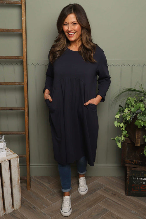 Joanna Cotton Dress Navy - Image 2