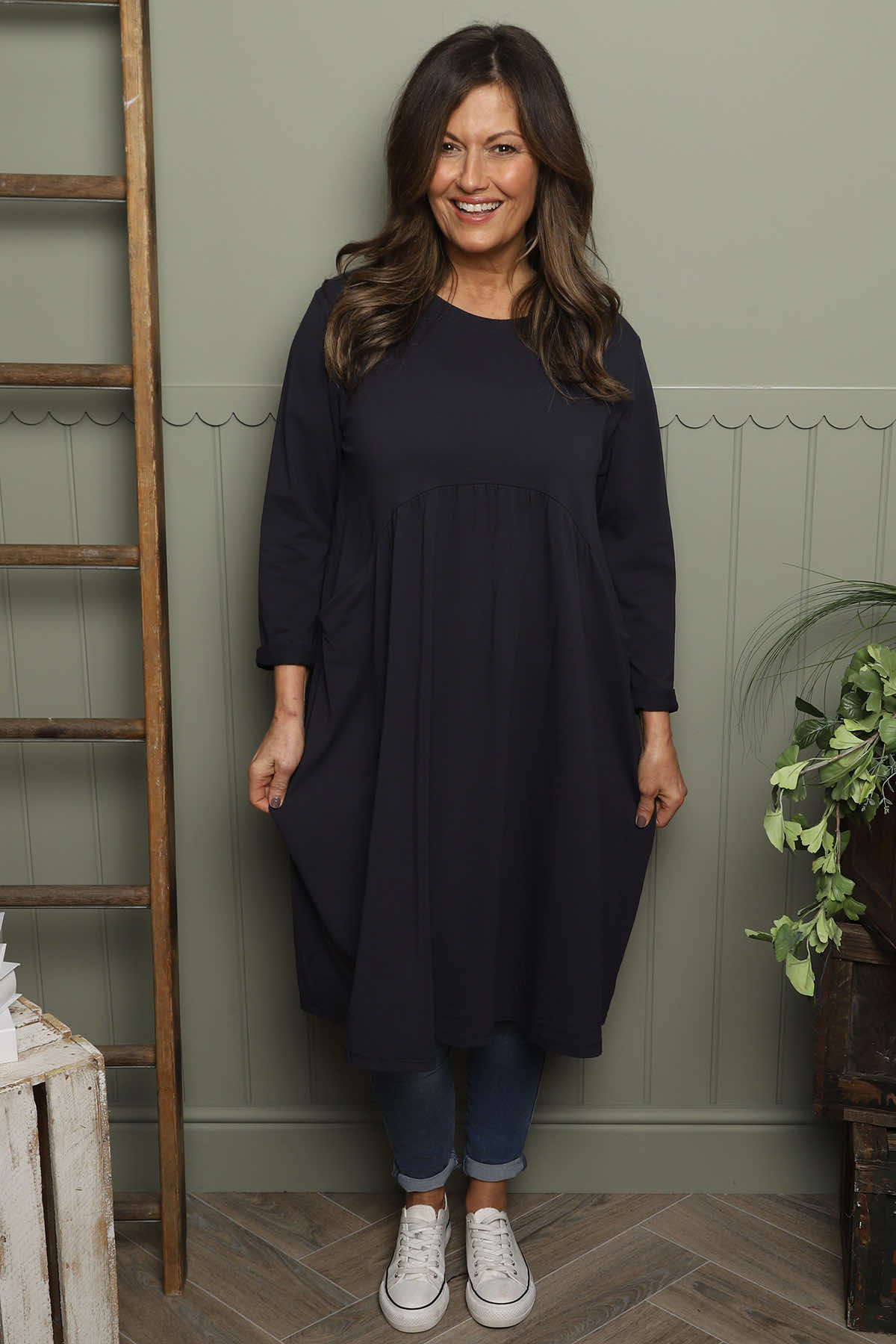 Joanna Cotton Dress Navy