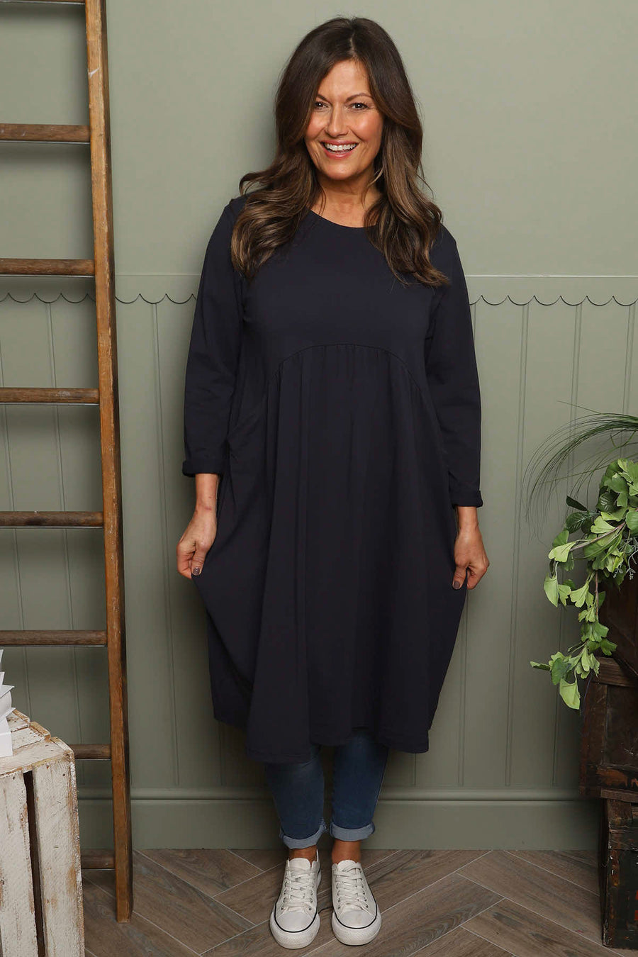 Joanna Cotton Dress Navy