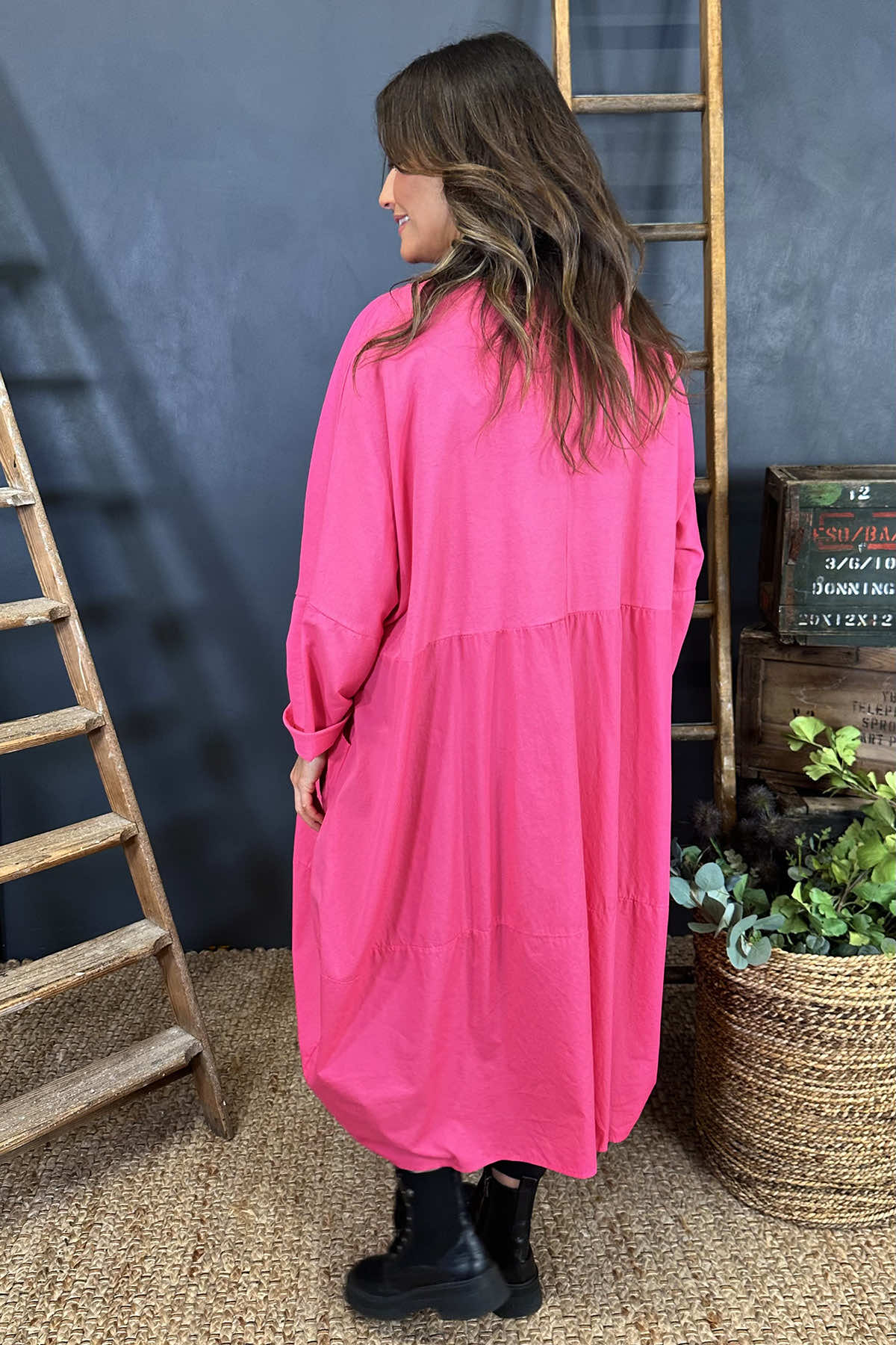 Nyala Cotton Dress Fuchsia