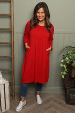 Joanna Cotton Dress Red Red - Joanna Cotton Dress Red