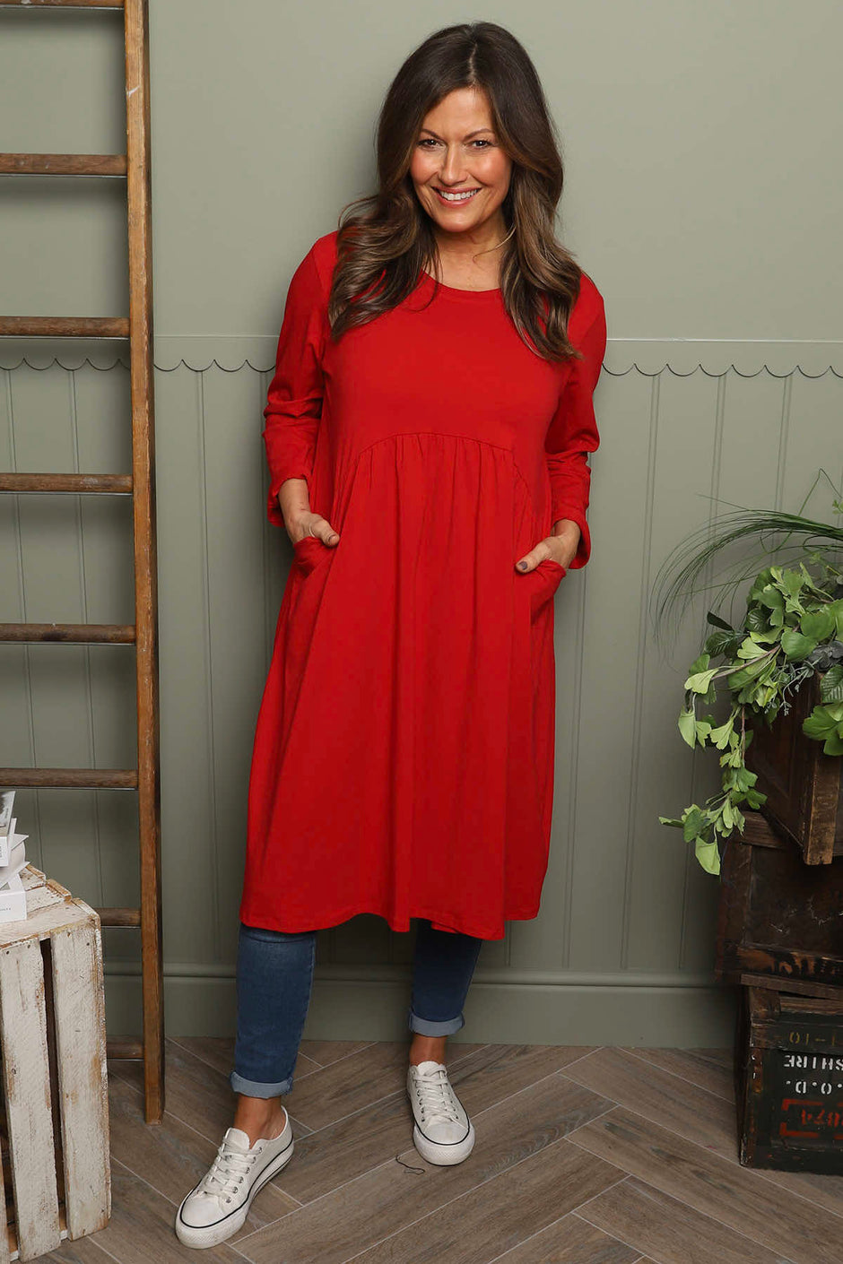 Joanna Cotton Dress Red