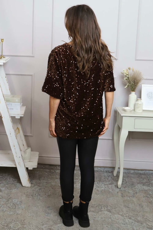 Kaylina Sequin Top Cocoa - Image 4