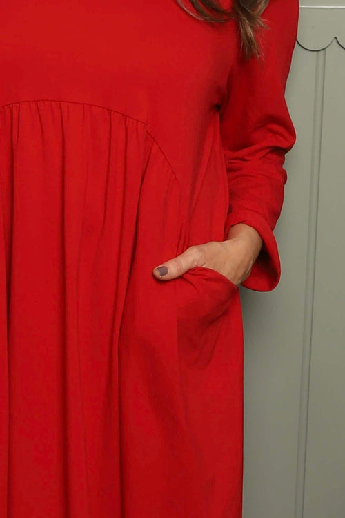 Joanna Cotton Dress Red - Image 3