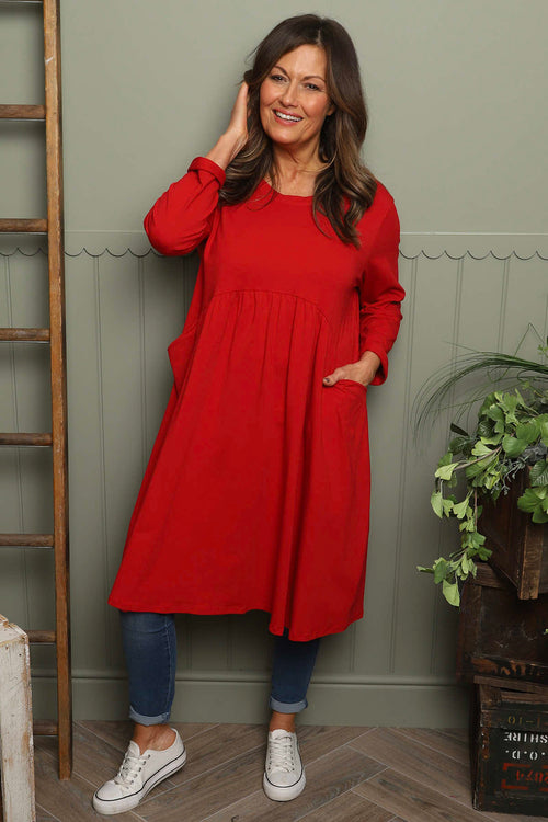 Joanna Cotton Dress Red - Image 2