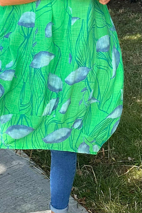 Carrie Sleeveless Print Cotton Dress Green - Image 3