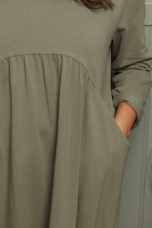 Joanna Cotton Dress Khaki - Image 3