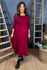 Boswin Seam Dress Wine Wine - Boswin Seam Dress Wine