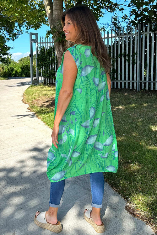 Carrie Sleeveless Print Cotton Dress Green - Image 4