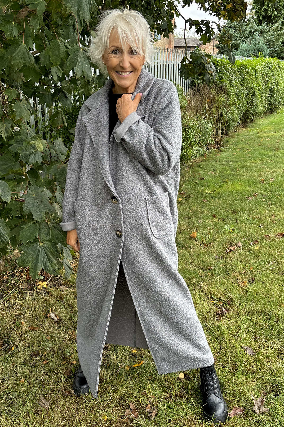 Lexie Boucle Coat Grey