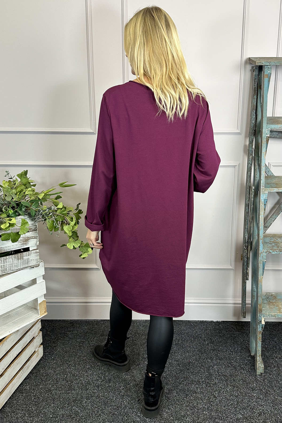 Rizo Snood Cotton Dress Burgundy