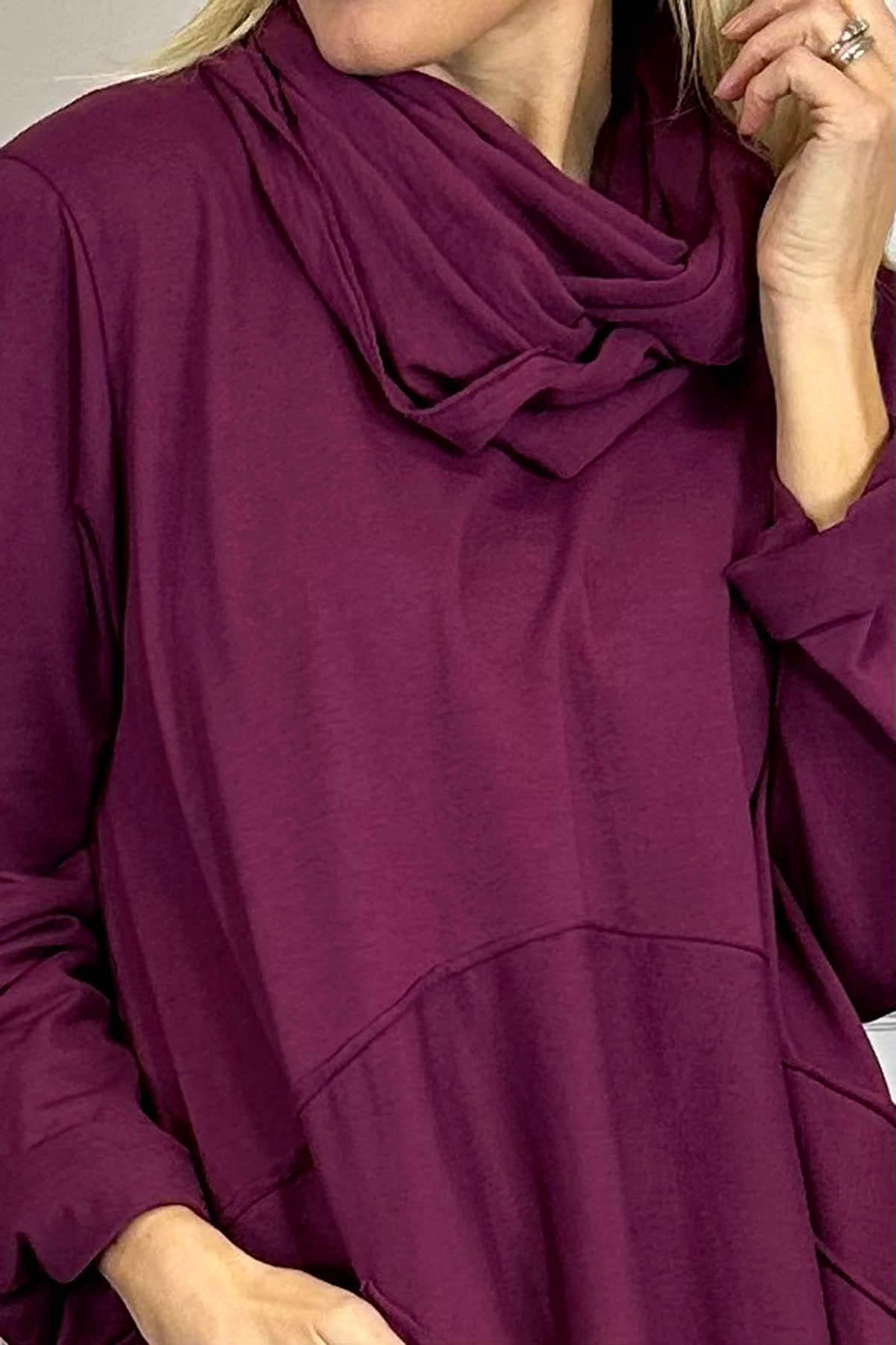 Rizo Snood Cotton Dress Burgundy