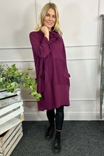 Rizo Snood Cotton Dress Burgundy Burgundy - Rizo Snood Cotton Dress Burgundy