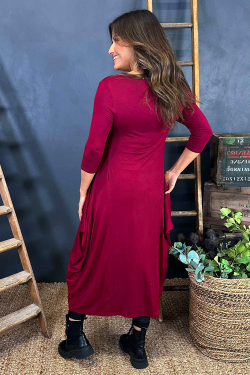 Boswin Seam Dress Wine - Image 4