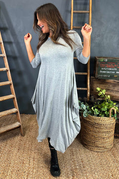 Boswin Seam Dress Marl Grey