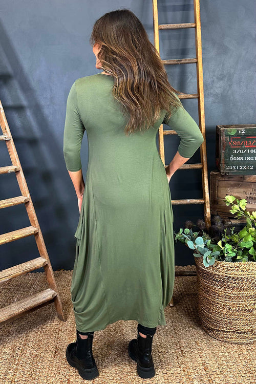 Boswin Seam Dress Khaki - Image 4