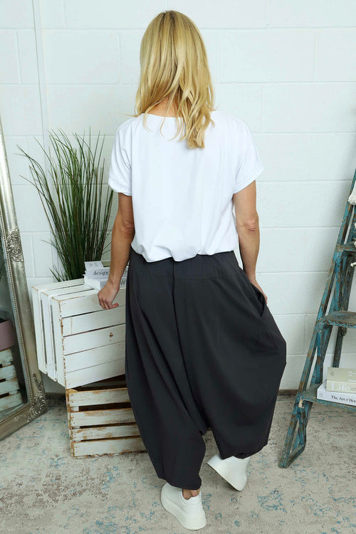 Janine Cotton Harem Trousers Charcoal - Image 4
