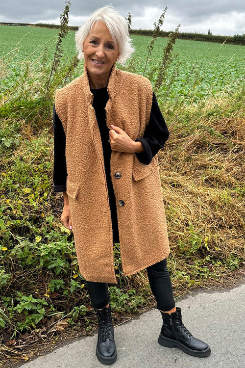 Nori Boucle Gilet Camel