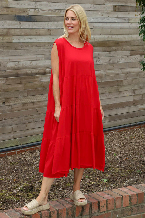 Made In Italy Demelza Sleeveless Tiered Cotton Dress