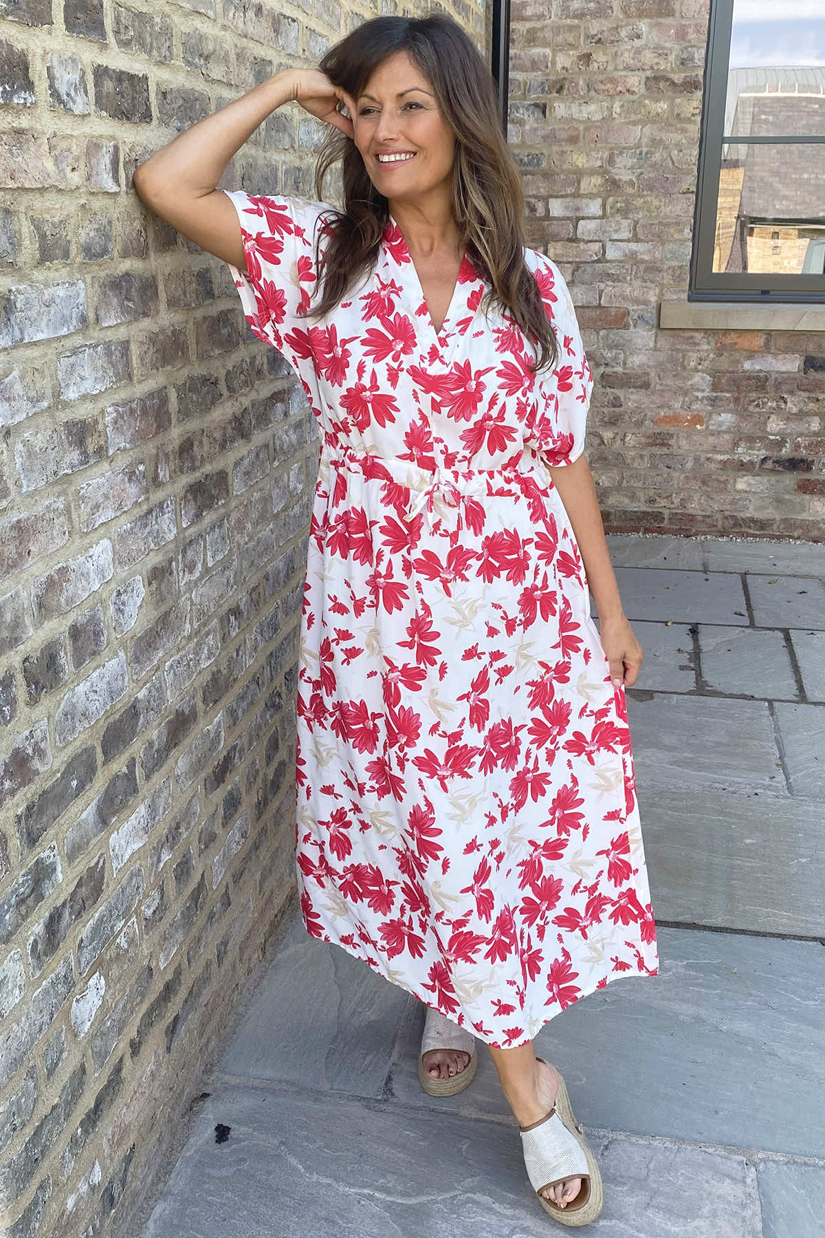 Vivien Floral Print Dress Red