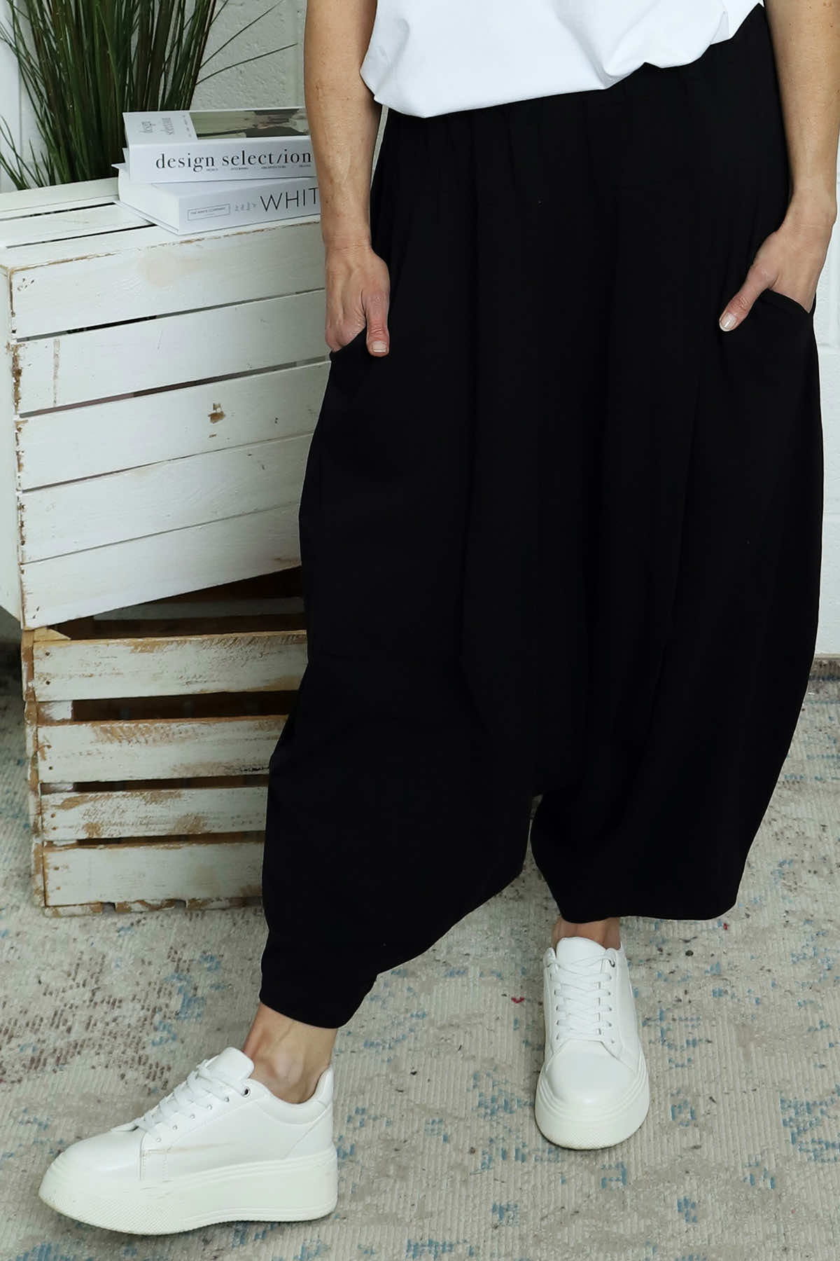 Janine Cotton Harem Trousers Black
