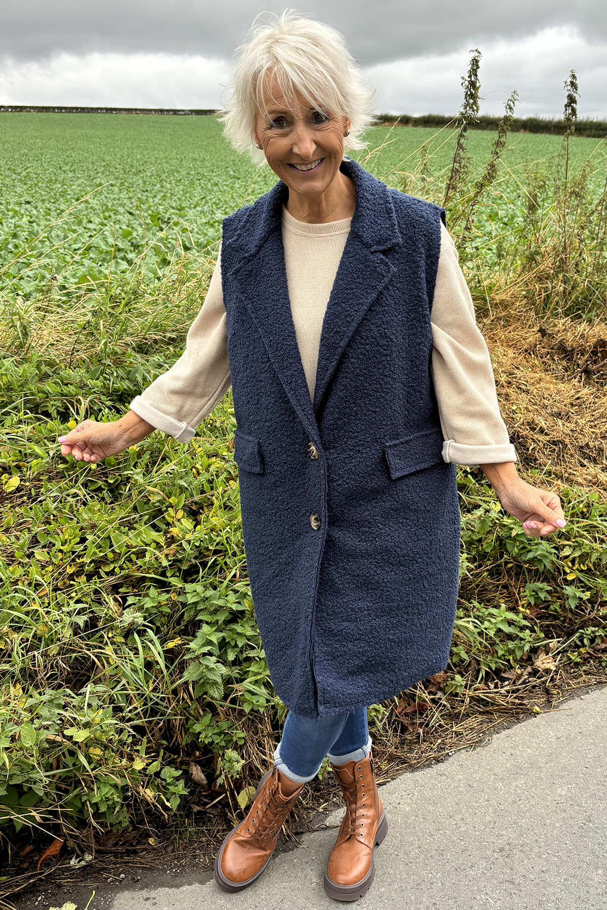 Nori Boucle Gilet Navy