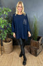 Shania Sequin Pocket Cotton Top Navy