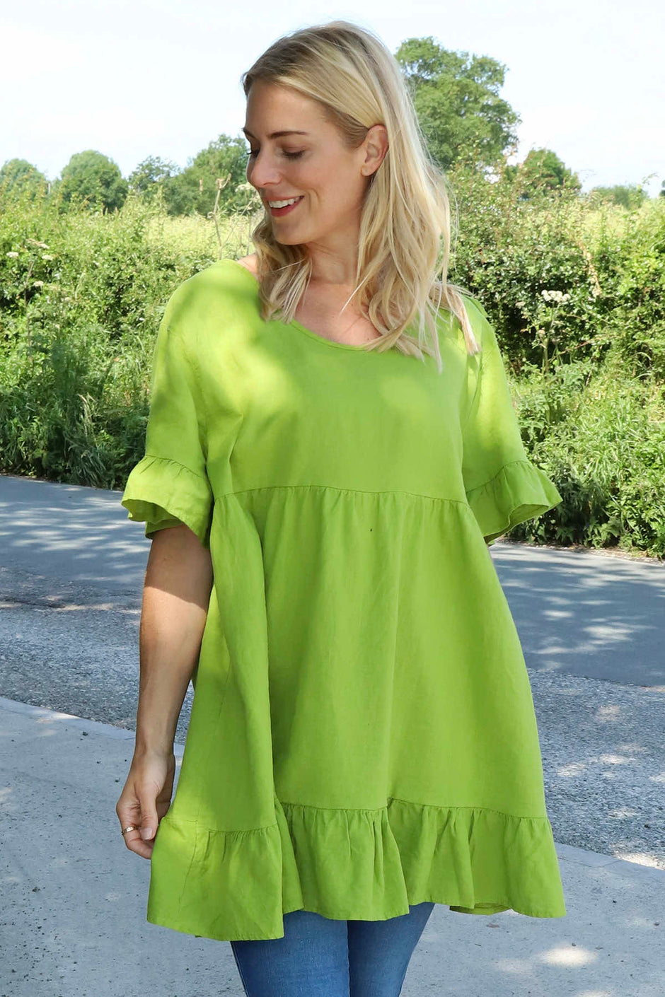 Pamber Linen Tunic Green