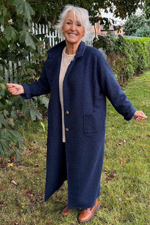 Lexie Boucle Coat Navy - Image 1