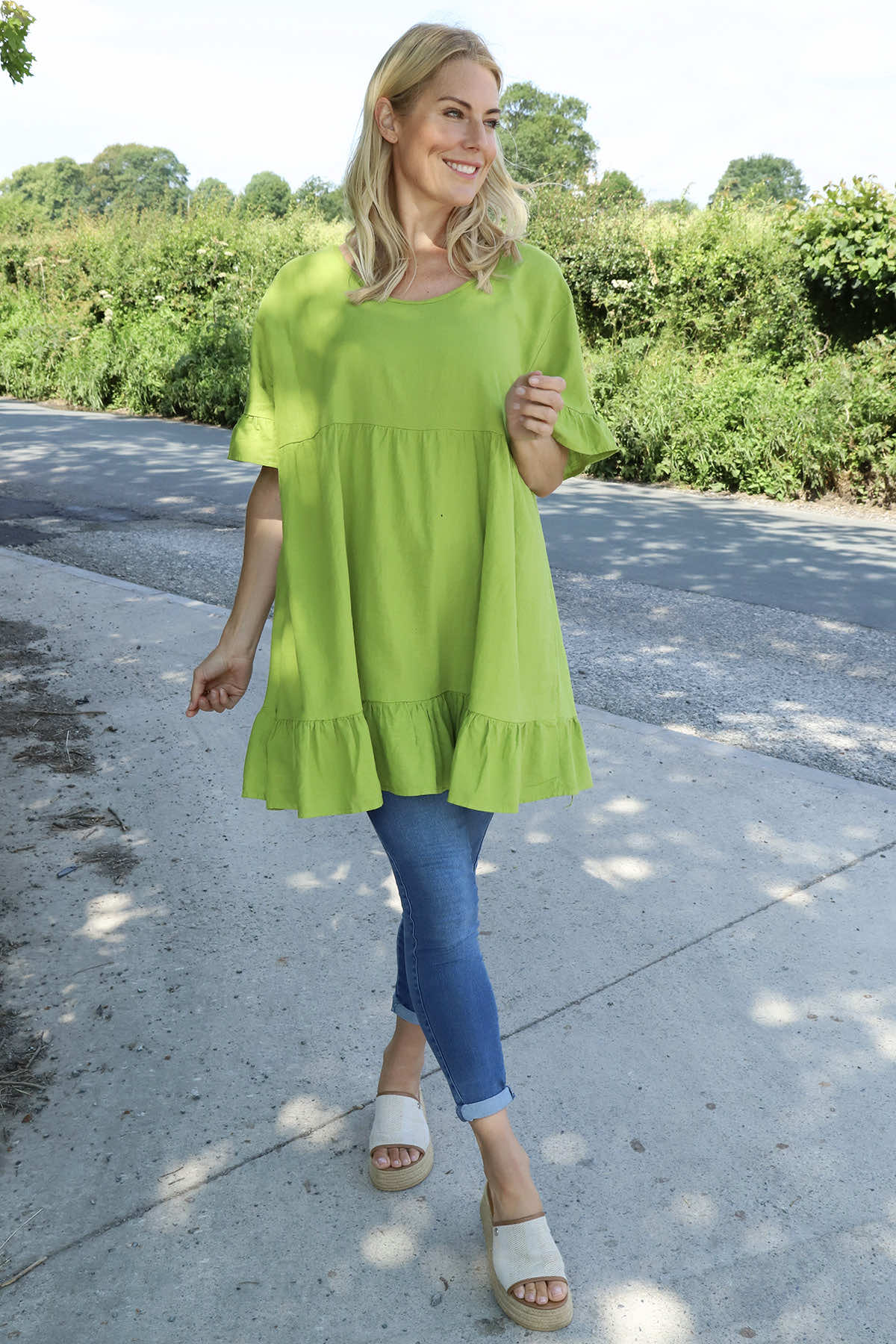 Pamber Linen Tunic Green