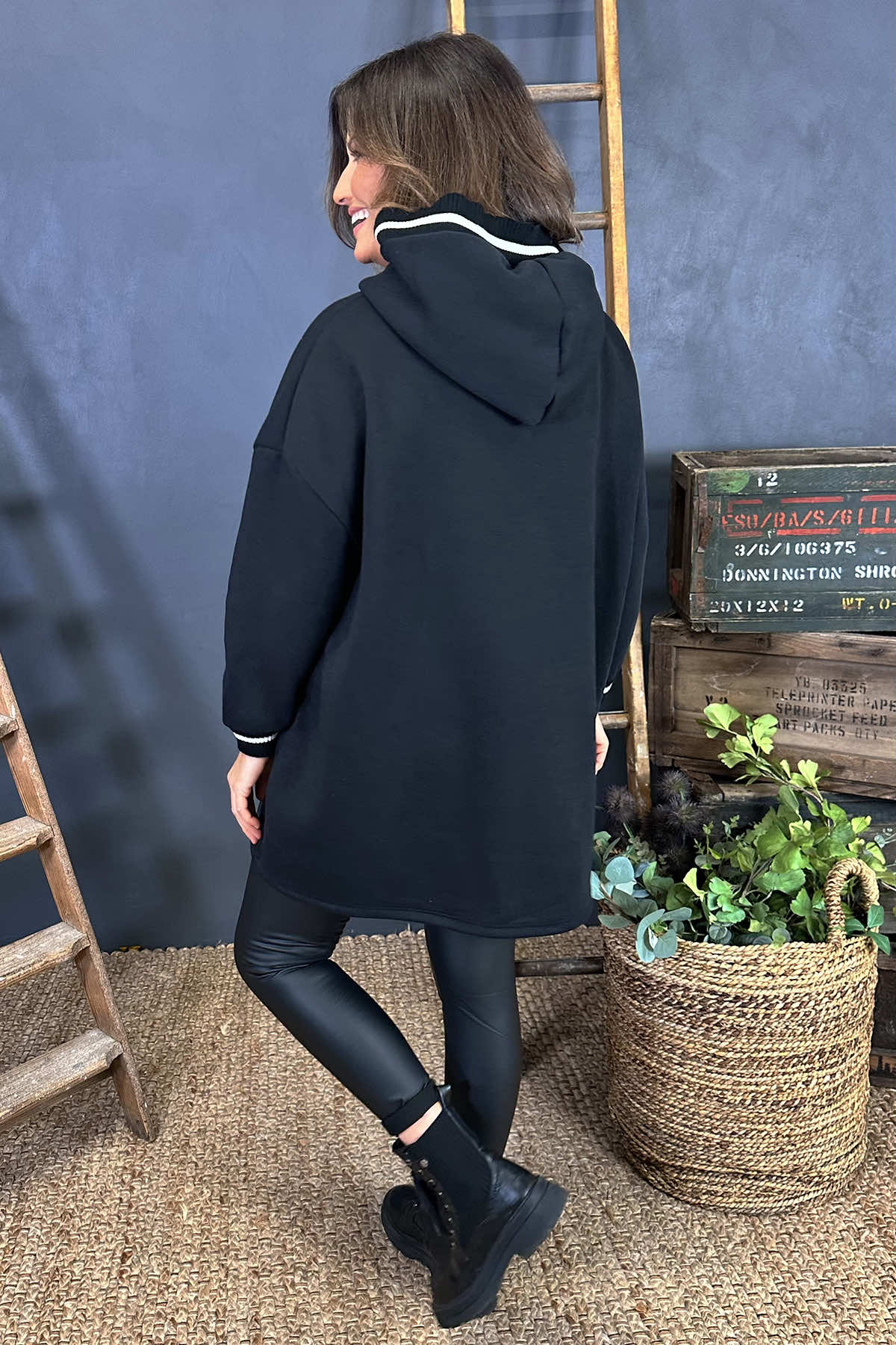 Giovanna Hooded Top Black